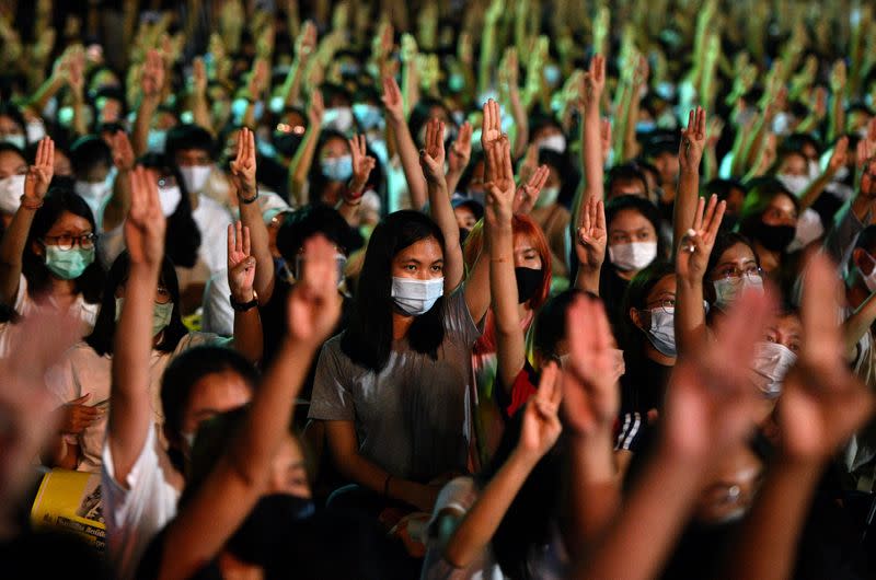 Rally to demand the government to resign, to dissolve the parliament and to hold new elections under a revised constitution, at Thammasat University's Rangsit campus