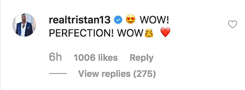 Tristan Thompson's comment | Khloe Kardashian/Instagram