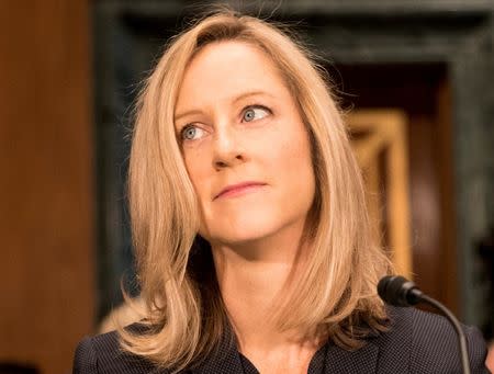 Kathleen Laura Kraninger testifies before a Senate Banking Committee hearing on her nomination to be director of the Consumer Financial Protection Bureau on Capitol Hill in Washington, U.S., July 19, 2018. REUTERS/Alex Wroblewski