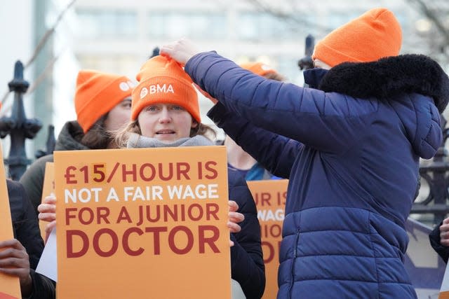 Junior doctors on a picket line in London 