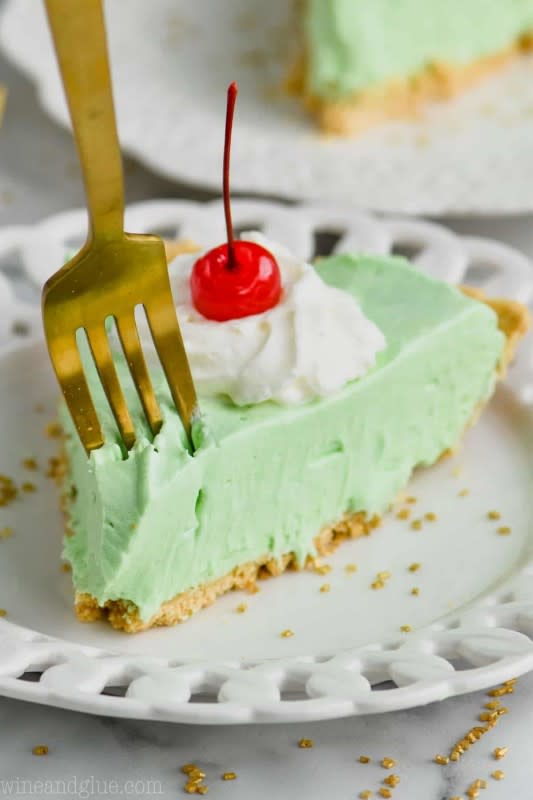 <p>Simple Joy</p><p>A perfect no-bake solution for anyone who wants to make a dessert for St. Patrick's Day without cranking on the oven. </p><p><strong>Get the recipe here: <a href="https://www.simplejoy.com/shamrock-shake-pie/" rel="nofollow noopener" target="_blank" data-ylk="slk:Shamrock Shake Pie;elm:context_link;itc:0;sec:content-canvas" class="link ">Shamrock Shake Pie</a></strong></p>