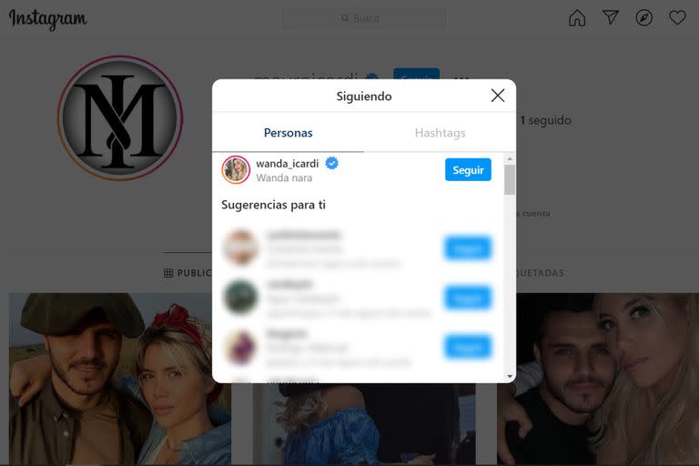 Icardi eliminó a todos su contactos de Instagram salvo a Wanda. De esta manera, el atacante del PSG sigue solamente a su mujer a través de la red social