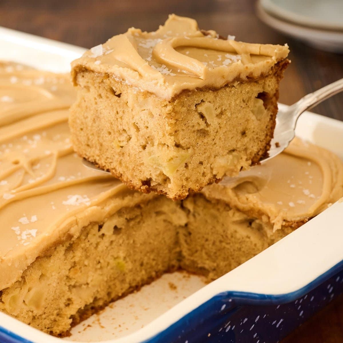 caramel apple sheet cake fall recipe