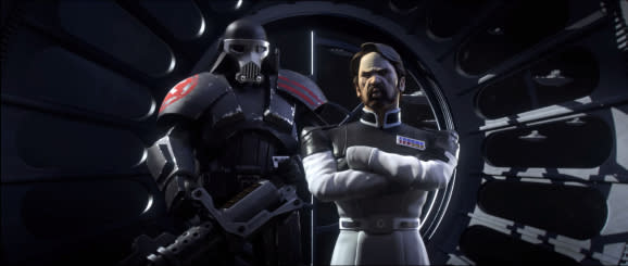 Governor Adelhard and his enforcer, the Purge Trooper Commander Bragh, are the Empire in Star Wars: Uprising.