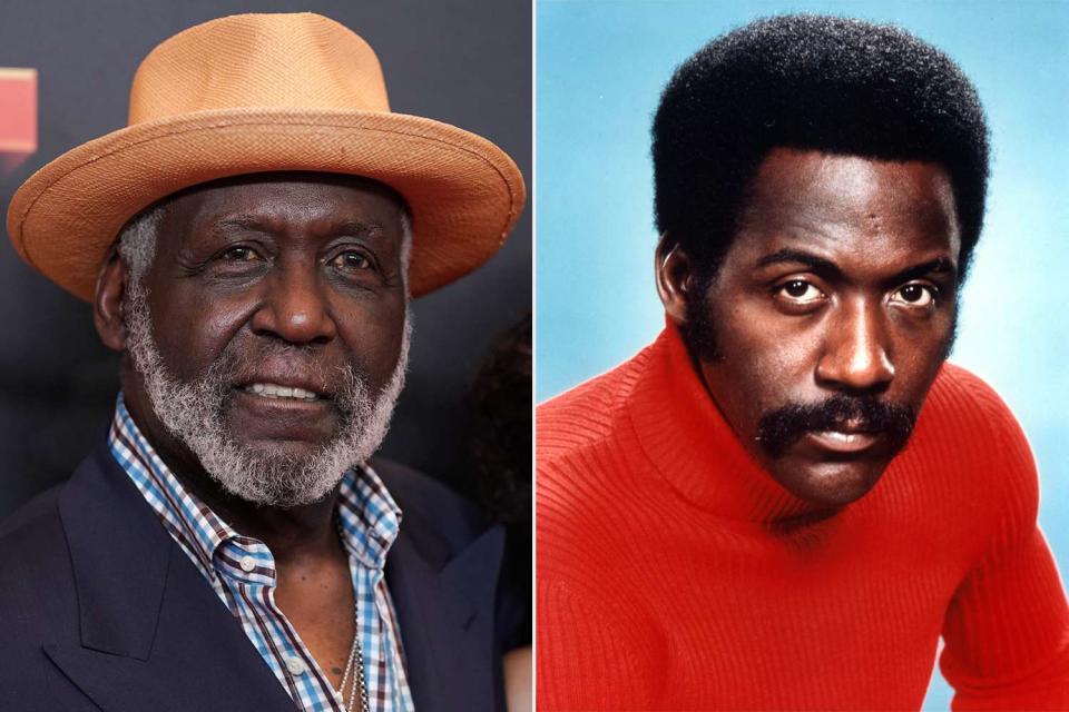<p>J. Countess/Getty; Metro-Goldwyn-Mayer/Getty</p> Richard Roundtree in 2019 (left) and as Shaft