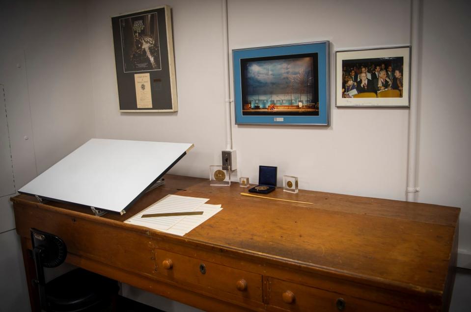 This is the desk upon which Bernstein composed every piece after 1962, according to collection curator and Wennerstrom-Phillips Music Library Director Phil Ponella. It's part of the Bernstein Collection donated to IU in 2009.