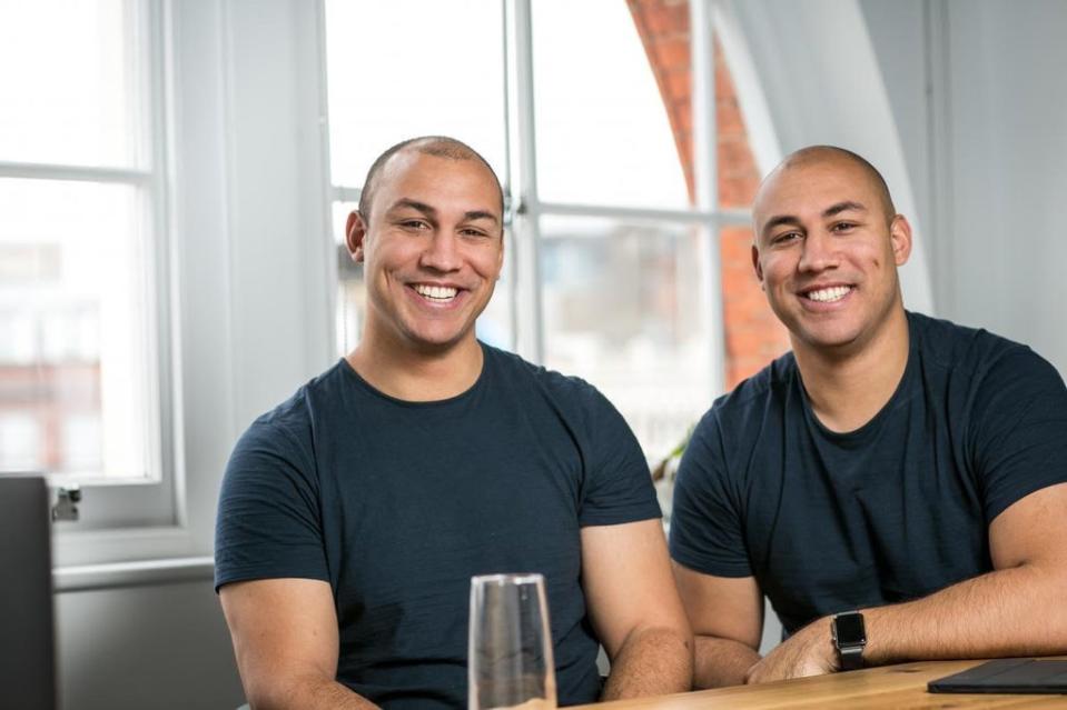 L-R: Identical twins Alexander and Oliver Kent-Braham, 29 (marshmallow)