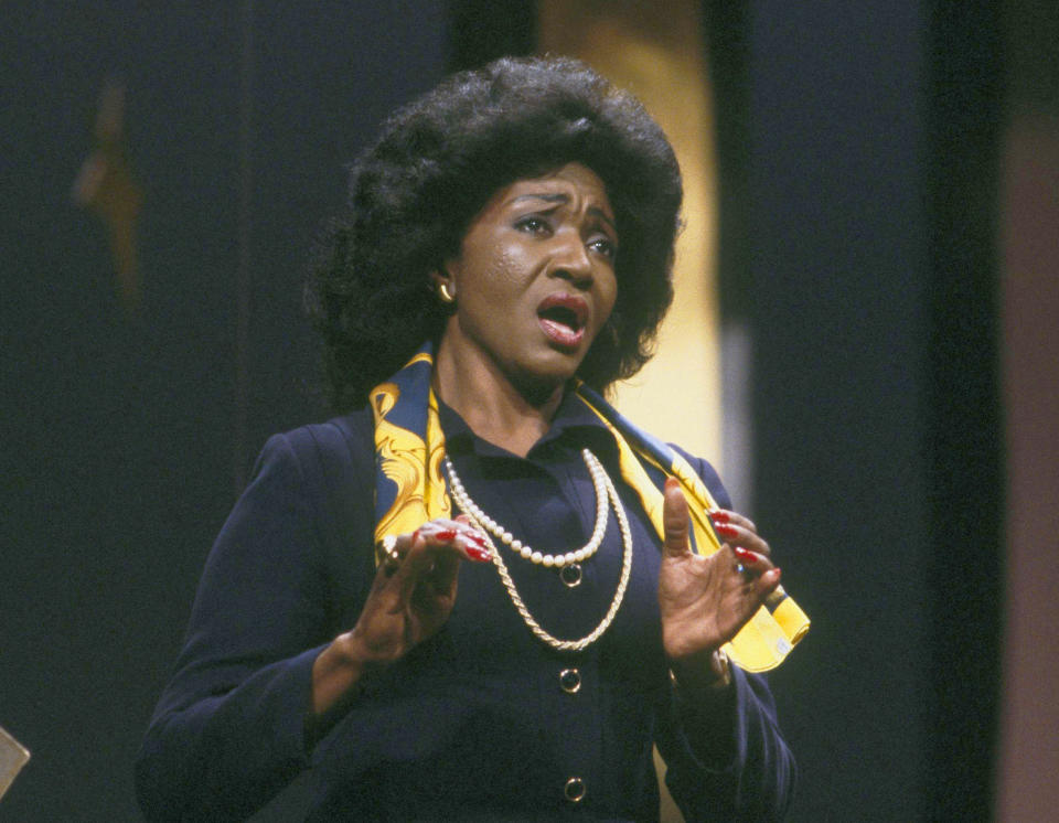 FILE - Opera singer Grace Bumbry performs in New York in March 1982. Bumbry, 86, a pioneering mezzo-soprano who became the first Black to sing at the Bayreuth Festival, died Sunday, May 7, 2023, at Evangelisches Krankenhaus, a hospital in Vienna, according to her publicist, David Lee Brewer.(AP Photo/Suzanne Vlamis, File)