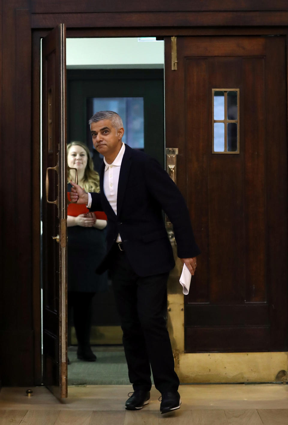 <em>Interrupted – Sadiq Khan’s address to the Fabian Society was interrupted moments after he was introduced to the stage</em>