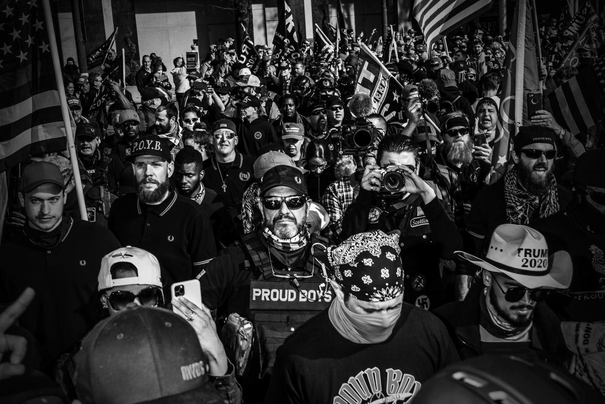 Supporters of President Donald Trump gather for a Million MAGA March, in Washington D.C., on November 14, 2020.