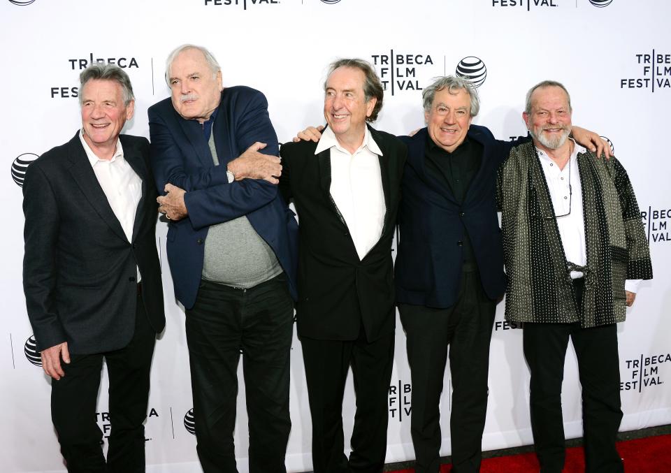 Michael Palin, left, John Cleese, Eric Idle, Terry Jones and Terry Gilliam. (Stephen Lovekin/Getty Images)