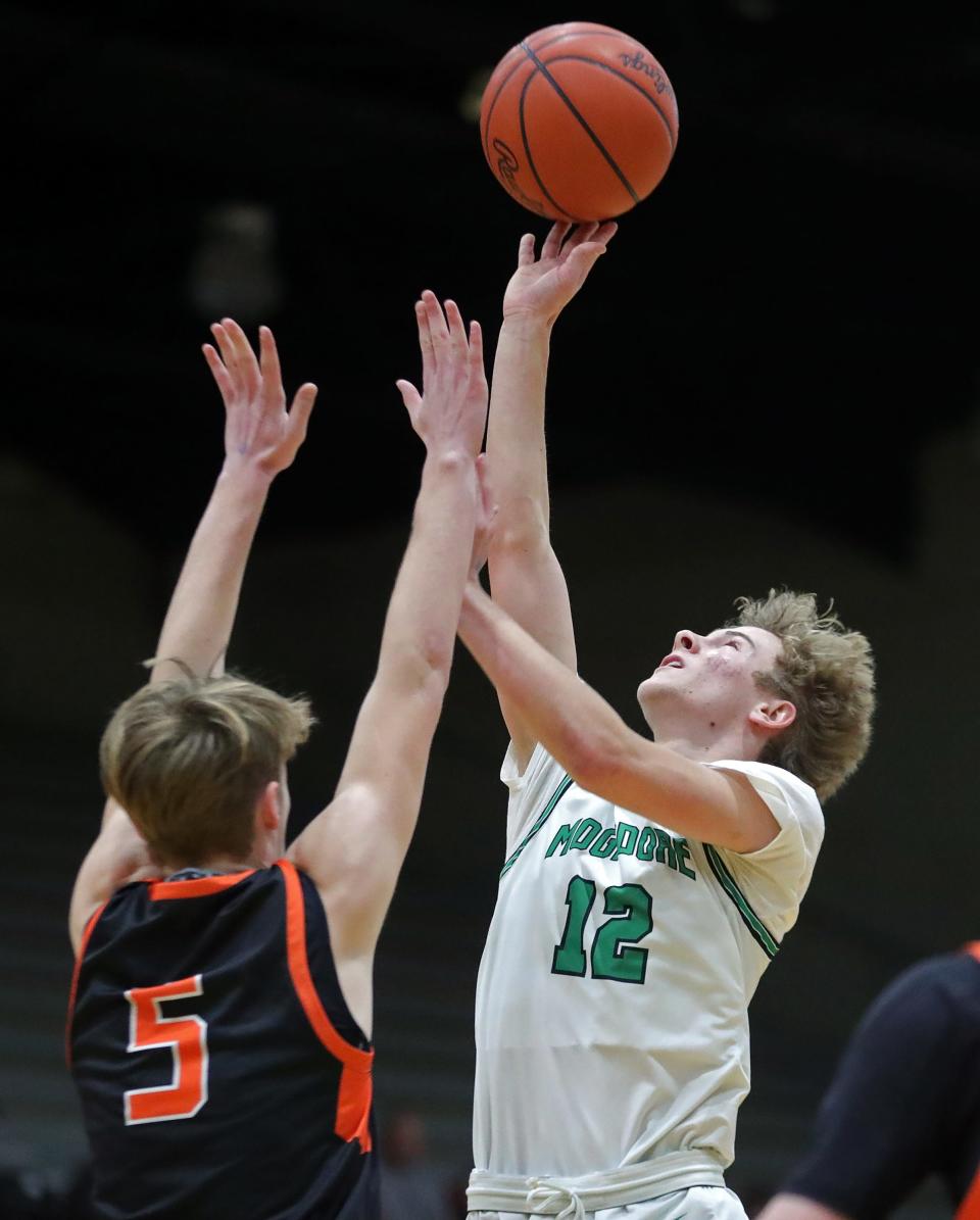 Mogadore guard Layne Miller, shooting against Dalton, earned all-state honors for the second straight season.