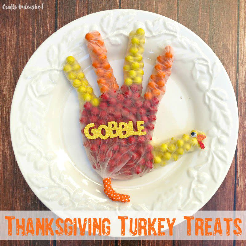 <p>These Thanksgiving treats can read "Gobble" and be used as a fun <a rel="nofollow noopener" href="https://www.womansday.com/home/crafts-projects/g2668/thanksgiving-place-cards/" target="_blank" data-ylk="slk:place card;elm:context_link;itc:0;sec:content-canvas" class="link ">place card</a> for your guests when you put their names on them.</p><p><strong>Get the tutorial at <a rel="nofollow noopener" href="http://blog.consumercrafts.com/seasonal/turkey-thanksgiving-treats/" target="_blank" data-ylk="slk:Crafts Unleashed.;elm:context_link;itc:0;sec:content-canvas" class="link ">Crafts Unleashed. </a></strong></p>