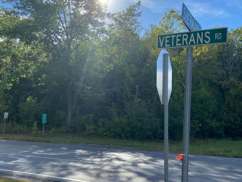 The corner of Veterans Road and Sherman Avenue in Queensbury, Warren County, where Karen Mason's 1977 Buick was abandoned on May 5, 1988.