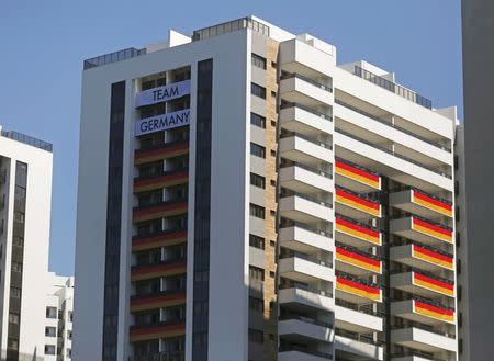 A view of one of the blocks of apartments where Germany's athletes competing in the Rio 2016 Olympic Games are supposed to stay in the Olympic Village in Rio de Janeiro, Brazil, July 24, 2016. REUTERS/Pilar Olivares