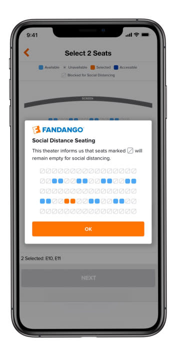 Fandango social distance seating