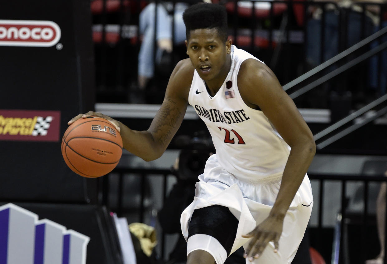 San Diego State’s Malik Pope was named in documents discovered in a federal investigation. (AP)
