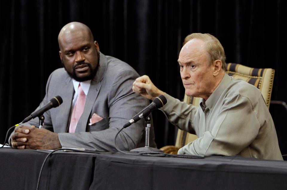 Shaquille O'Neal and former LSU coach Dale Brown in 2011.