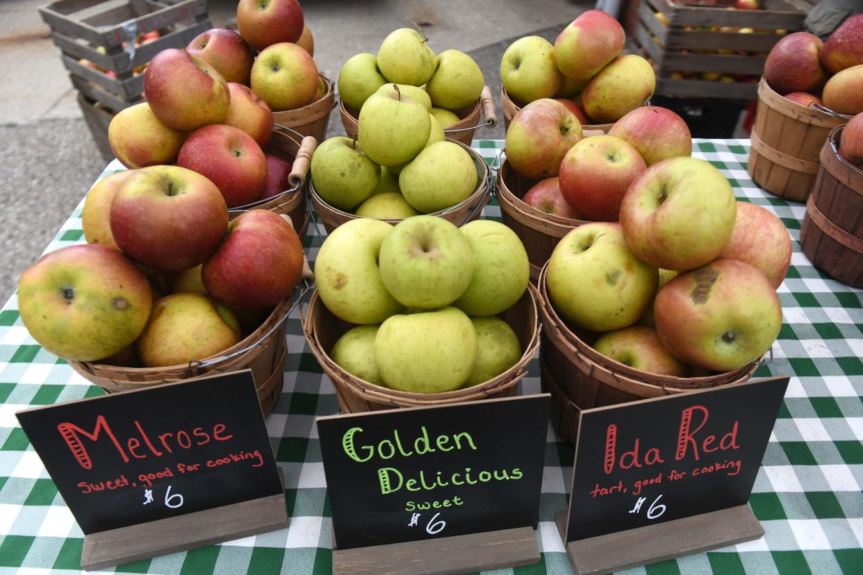 Apples from vendor Woolf Farms at North Canton Farmers Market  which is held every Wednesday at North Canton Civic Center. Wednesday , April 06, 2022.