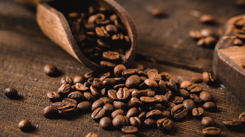 Coffee beans on table