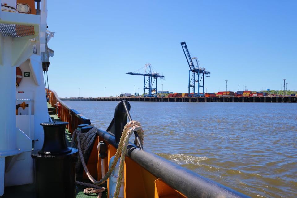 The view of Rodney Terminal from the deck of the Spitfire III. 