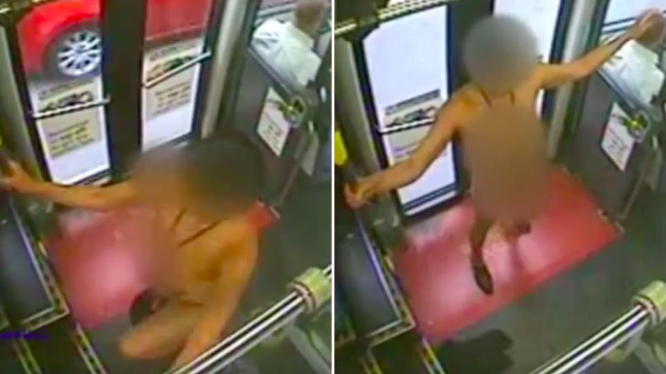 Passengers on this bus got an impromptu naked performance they weren’t expecting. Source: 7News