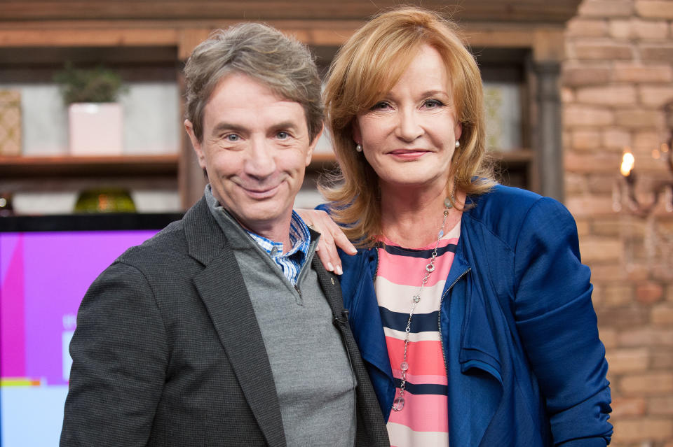 Martin Short and Marilyn Denis pose for a photo after his interview on The Marilyn Denis Show at the CTV Headquarters on Tuesday, Feb. 12, 2013, in Toronto. (Photo by Arthur Mola/Invision/AP)
