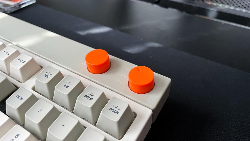 The media knobs on the Lofree Block retro keyboard