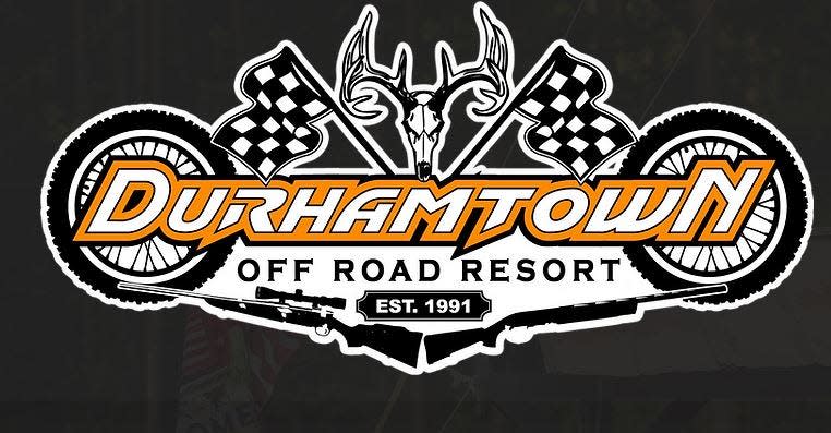 The emblem for Durhamtown, a facility that was popular with off-road motorcycle and vehicle enthusiasts.