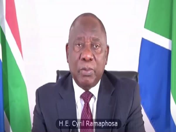 South Africa President Cyril Ramaphosa addressing the BRICS summit.