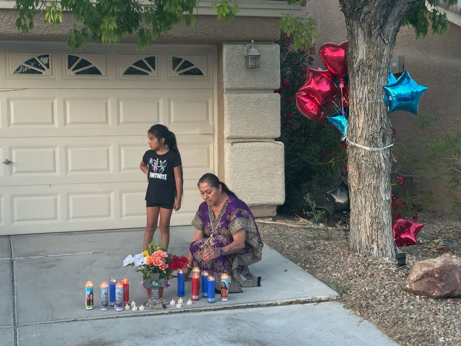 <em>A week after police said a Las Vegas man was shot and killed by his next-door neighbor, friends, and family gathered at the site of his death to remember him. (KLAS)</em>