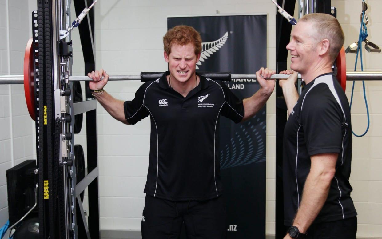 Prince Harry, pictured here in 2015, was seen visiting the gym after the announcement of his engagement to Megan Markle in November 2017 - AFP