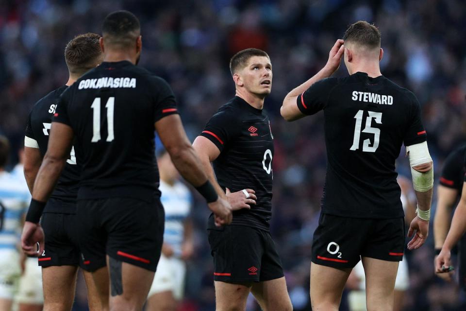 Owen Farrell looks dejected during the Autumn International defeat to Argentina (AFP via Getty Images)