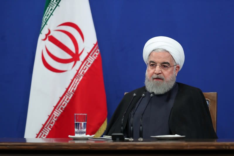 Iranian President Hassan Rouhani speaks during press conference in Tehran