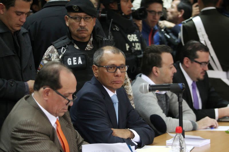 FILE PHOTO: Ecuadorean Vice President Jorge Glas attends a trial for alleged corruption by case Odebrecht at the National Court of Justice in Quito