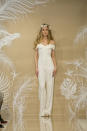 <p>For all future tropical-destination weddings, a simple off-the-shoulder ivory jumpsuit for the big day.</p><p><i>(Photo: Courtesy of Theia)</i></p>