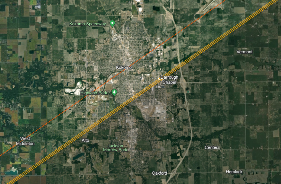 Kokomo, Indiana appears to lose part of the path of totality for the 2024 solar eclipse, according to a new eclipse map created by John Irwin for Astronomy blogsite Besselian Elements.