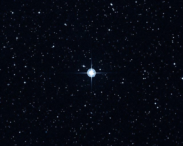 Methuselah, the oldest star ever observed, shines against a starry background.