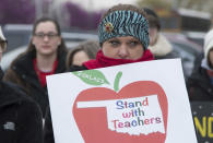 <p>Oklahoma teachers rally at the state Capitol on April 2, 2018, in Oklahoma City. (Photo: J Pat Carter/Getty Images) </p>