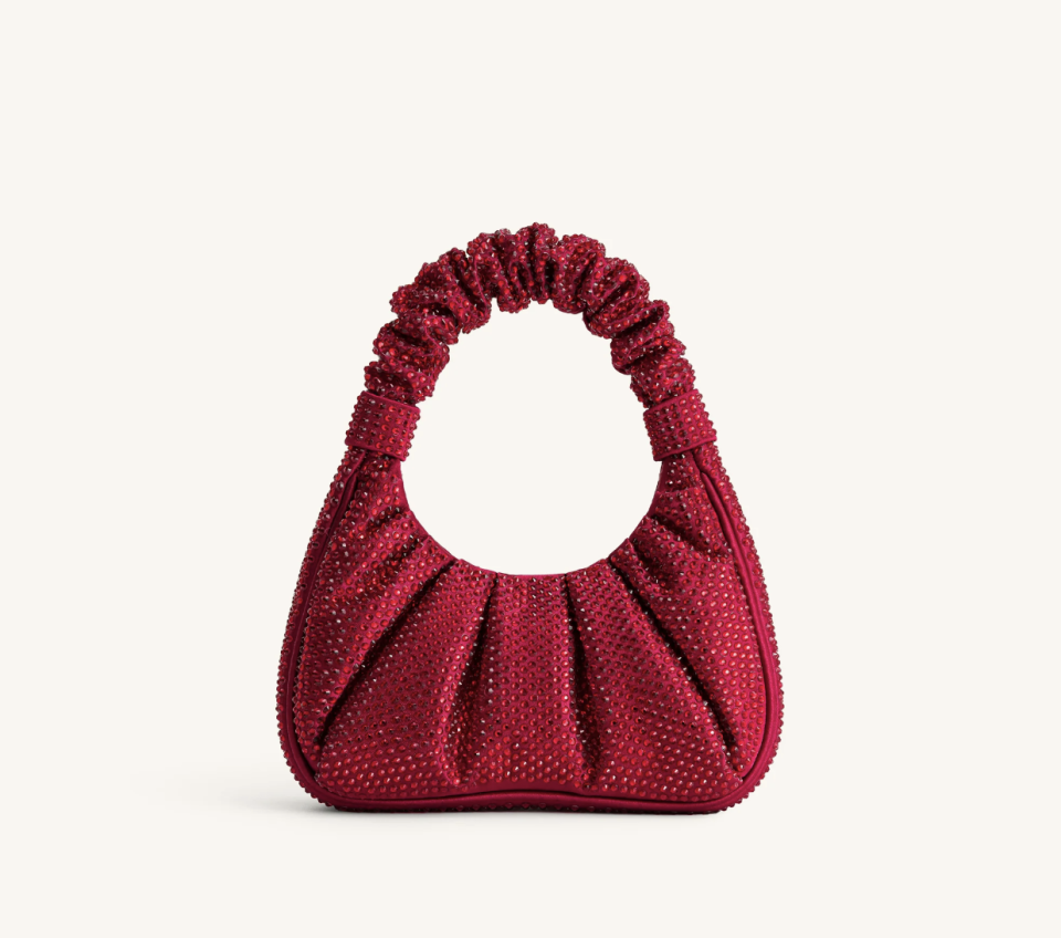 red crystal ruched hobo purse