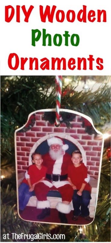 <p>The Frugal Girls</p><p>Start a new tradition with your kids this year by having them cut out their picture with Santa and turn it into a Christmas ornament. It’ll be something they can look forward to doing each year as they get older. Get inspiration at <em><a href="https://thefrugalgirls.com/2014/12/easy-christmas-photo-ornaments.html" rel="nofollow noopener" target="_blank" data-ylk="slk:The Frugal Girls;elm:context_link;itc:0;sec:content-canvas" class="link ">The Frugal Girls</a></em>.</p>