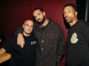 <p>Drake comes out to celebrate pal Richie Akiva's birthday at The Ned NoMad in N.Y.C. on Sept. 19. </p>