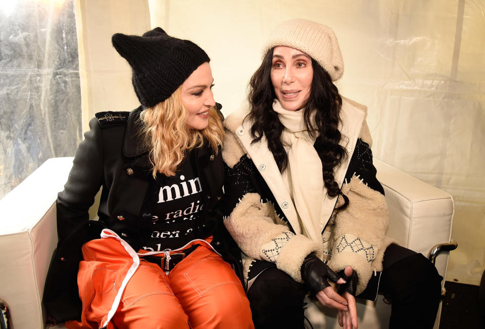 Madonna and Cher at the Women's March on Washington in January 2017. (Photo: Kevin Mazur via Getty Images)