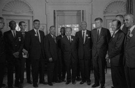 Civil rights leaders meeting with President John F. Kennedy in the Oval Office of the White House following the civil rights march on Washington D.C., August 28, 1963. REUTERS/Library of Congress