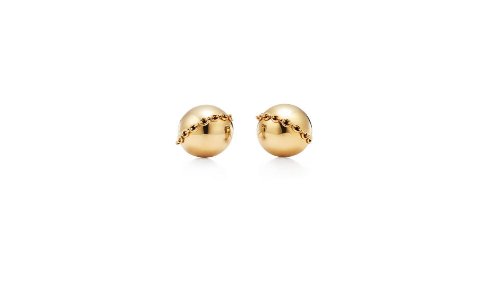 <p>This timeless pair of golden studs comes with a bonus: that classic blue Tiffany box. <br><br>Hardwear Bolt Stud Earrings, $725, <a rel="nofollow noopener" href="http://www.tiffany.com/jewelry/earrings/tiffany-hardwear-bolt-stud-earrings-GRP10329?fromGrid=1&origin=browse&trackpdp=bg&tracktile=new&fromcid=3691980&trackgridpos=83" target="_blank" data-ylk="slk:tiffany.com;elm:context_link;itc:0;sec:content-canvas" class="link ">tiffany.com</a> </p>