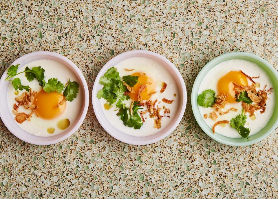 Baked Eggs with Coconut Milk and Cilantro