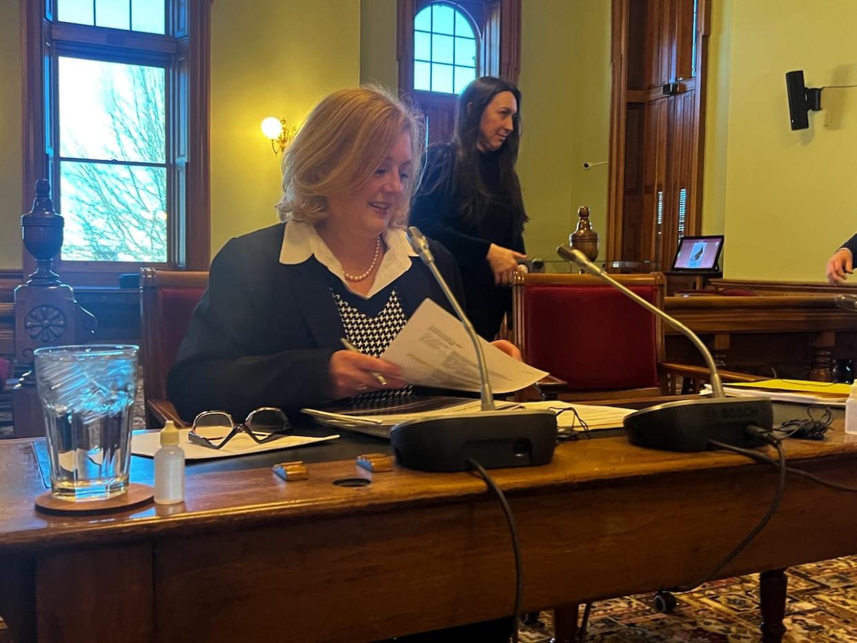 Chief electoral officer Kim Poffenroth told MLAs on Thursday her office did let the Premier Blaine Higgs's staff know that preparations for an early election were being made.  (Sam Farley/CBC - image credit)