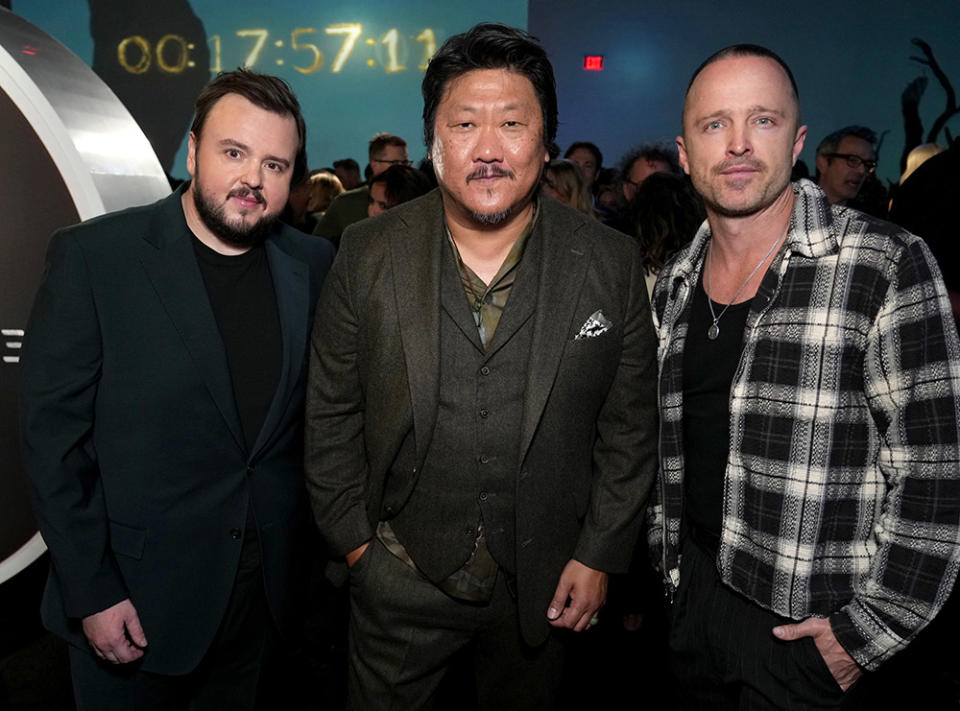 John Bradley, Benedict Wong and Aaron Paul attend Netflix's 3 Body Problem Los Angeles Premiere at Nya Studios on March 17, 2024 in Los Angeles, California.