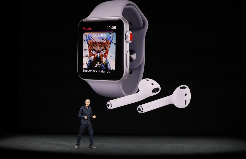 <p>If you want to listen to music, or take a call (thanks to the new cellular capabilties of the Apple Watch), this is all you need. REUTERS/Stephen Lam </p>