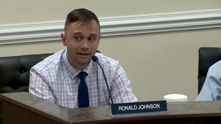 Johnston County School Board Member Ronald Johnson speaks out on August 24, 2022 against the board's resolution to censure him and request that he resign.
